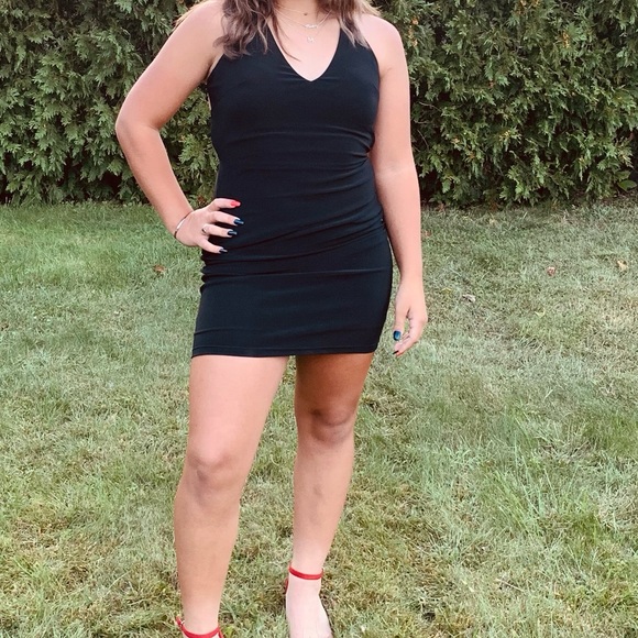 Atianas Boutique Black Tie up Back Mini Slip Dress - Picture 3 of 4